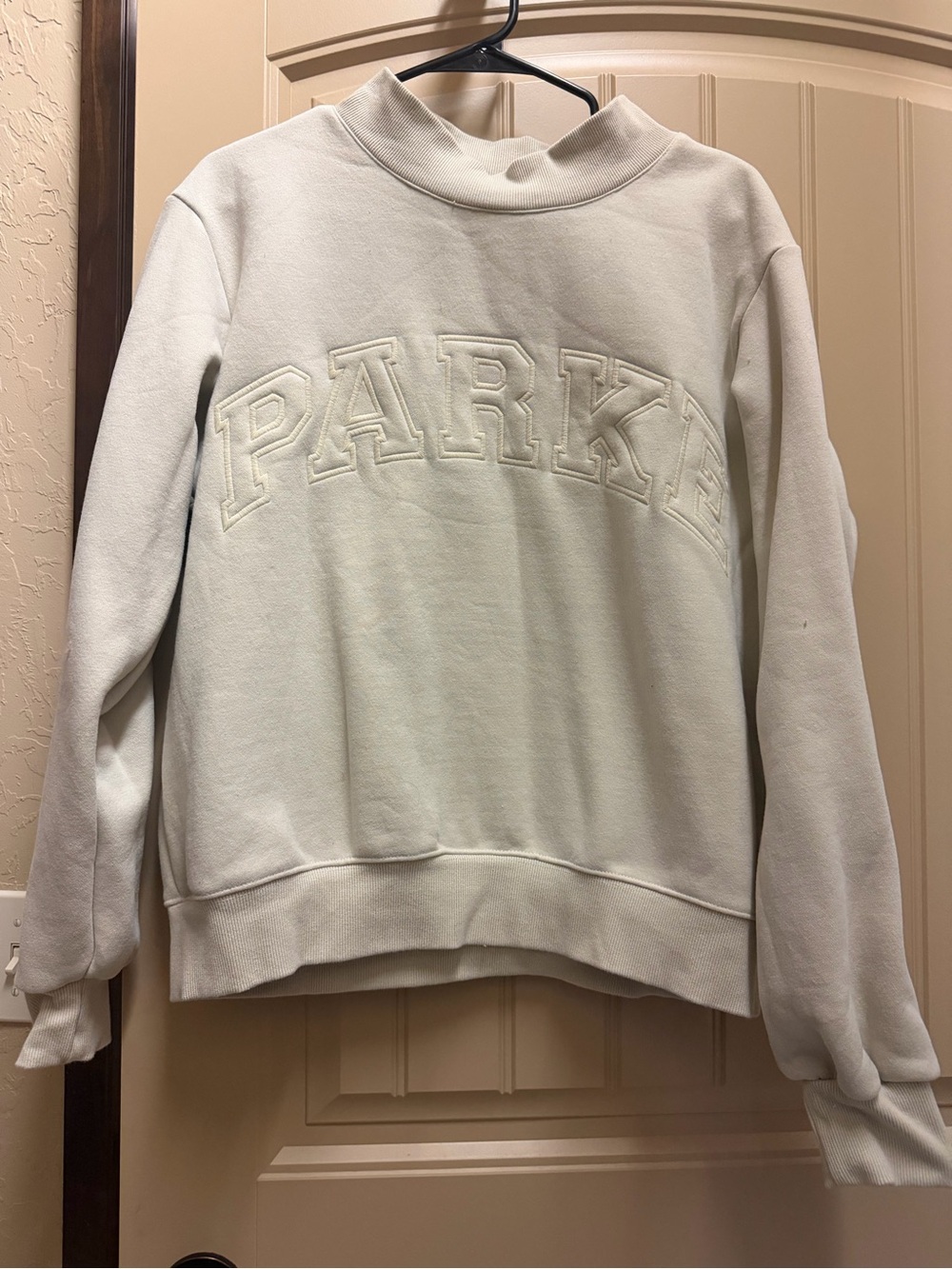 PARKE Cream Mock-Neck Pullover Sweatshirt